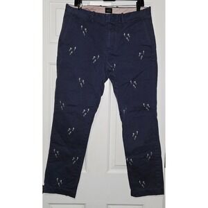 J.Crew‎ Broken In Men's Navy Blue Pants Rock Climber Embroidered Size 33x30
